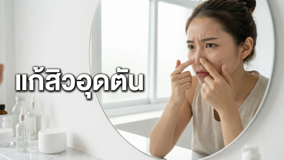 สิวอุดตัน เกิดจากอะไร — สาเหตุ วิธีแก้ และเครื่องสำอางที่ไม่อุดตันรูขุมขน 2026 - บทความ Fleen Beauty