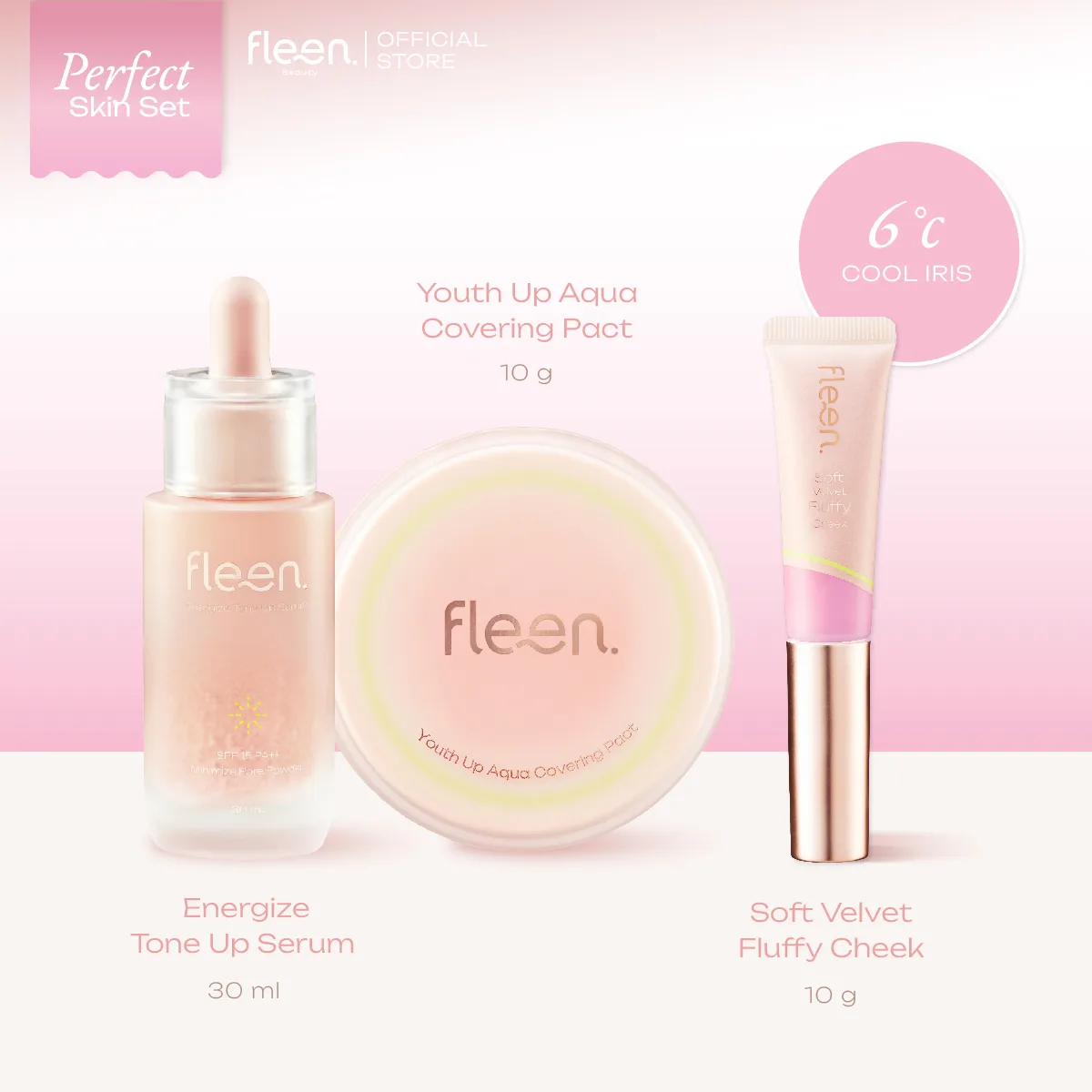 โทนอัพเซรั่ม + คุชชั่นน้ำแร่ + บลัชออน - Energize Tone Up Serum + Youth Up Aqua Covering Pact + Soft Velvet Fluffy Cheek